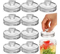 Okllen 9 Pack Glass Fermentation Glass Weights for Large Wide Mouth Mason Jars, Pickling Glass Weight with Easy Grip Handle, Dishwasher Safe