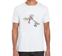 OKLUGGVH Hilarious Donkey Cartoon Meme Art Men's Printed White T- Shirt(Medium)