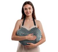 okmaba Heart Surgery Pillow & Hysterectomy Pillow, Chest and Abdominal Support Pillow with Dual Straps, Heart-Shaped Sternum and Incision Protection Pillow for Post Surgery Recovery (Grey)