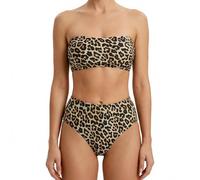 OKMIJN 2 Piece Swimsuit for Women Bikini Set, High Waisted Bikini Sets | Sexy Leopard Print Strapless Bandeau & Briefs, for Women Ladies Beach Pool Bathing Suit, L