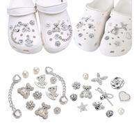 OKMIJN Bling Crystal Diamond Bear Shoe Charms Croc Charms for Clog Shoes | Shining Crystal Rhinestone Clog Sandals Shoe Decorations Charm DIY Accessories for Women Girls Christmas Birthday Gifts