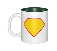 OKMIJNUHBY 超人胸牌 Dual-Sided Interior-Print Ceramic Mug - Elegant Handcrafted Ceramic Coffee Cup with Smooth Rim, Microwave-Safe Design & Vibrant Transparent Printing