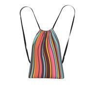 OKMIJNUHBY A Linear Design Reusable Drawstring Backpack â€“ Full-Print Foldable Storage Bag, Ultra-Lightweight 14l Polyester Travel & Shopping Tote With Compact 6Ã-10cm Pouch-In-Pouch Design