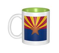 OKMIJNUHBY Arizona Flag Dual-Sided Interior-Print Ceramic Mug - Elegant Handcrafted Ceramic Coffee Cup with Smooth Rim, Microwave-Safe Design & Vibrant Transparent Printing