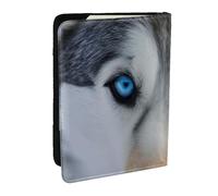 OKMIJNUHBY Blue Eyes Wolf 6.5-Inch Passport Holder â€“ Stylish Eco Leather Travel Passport Cover with Full-Print Design, Multiple Card Slots for Men and Women