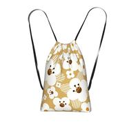 OKMIJNUHBY Broken Flower Reusable Drawstring Backpack â€“ Full-Print Foldable Storage Bag, Ultra-Lightweight 14l Polyester Travel & Shopping Tote With Compact 6Ã-10cm Pouch-In-Pouch Design