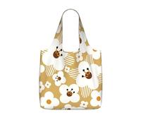 OKMIJNUHBY Broken Flower Reusable Foldable Shopping Bag - Full-Print Design Lightweight 25l Polyester Tote With Drawstring Closure & Built-In 7×10cm Compact Storage Pouch