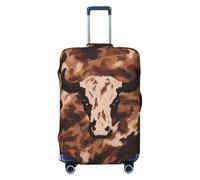 OKMIJNUHBY Brown Cowhide Art Elastic Luggage Cover â€“ Universal Travel Suitcase Protector with Double-Sided Print, Dust & Scratch Resistant Elastic Bag Cover for Business and Vacation Travel