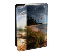 OKMIJNUHBY Calm Coastal Scene 6.5-Inch Passport Holder â€“ Stylish Eco Leather Travel Passport Cover with Full-Print Design, Multiple Card Slots for Men and Women