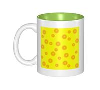 OKMIJNUHBY Chrysanthemum Series Dual-Sided Interior-Print Ceramic Mug - Elegant Handcrafted Ceramic Coffee Cup with Smooth Rim, Microwave-Safe Design & Vibrant Transparent Printing