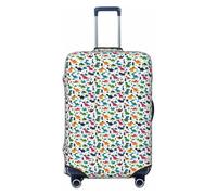 OKMIJNUHBY Colorful Dinosaurs Elastic Luggage Cover â€“ Universal Travel Suitcase Protector with Double-Sided Print, Dust & Scratch Resistant Elastic Bag Cover for Business and Vacation Travel