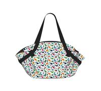 OKMIJNUHBY Colorful Dinosaurs Foldable Camping Tote Bag â€“ Premium All-Over Printed Round Picnic Blanket With Carry Handles, Waterproof Polyester Composite Fabric For Beach, Camping & Park Outings