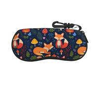 OKMIJNUHBY Cute Animal Fox Flower (1) Ultra Lightweight And Portable Soft Eyewear Case Versatile Dual Sided Printed Chloroprene Glasses Pouch For Travel, Makeup, Jewelry More
