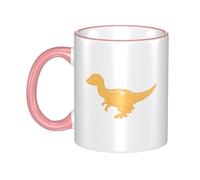 OKMIJNUHBY Dinosaur Dual-Sided Edge-Color Ceramic Mug - Premium Handcrafted Ceramic Coffee Mug with Vibrant Full-Edge Printed Design, Smooth Rim & Ergonomic Arc Handle for Home, Office & Gifting