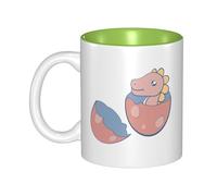 OKMIJNUHBY Dinosaur Dual-Sided Interior-Print Ceramic Mug - Elegant Handcrafted Ceramic Coffee Cup with Smooth Rim, Microwave-Safe Design & Vibrant Transparent Printing