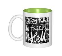 OKMIJNUHBY Doodle Text Abstract Texture Dual-Sided Interior-Print Ceramic Mug â€“ Elegant Handcrafted Ceramic Coffee Cup with Smooth Rim, Microwave-Safe Design & Vibrant Transparent Printing
