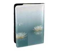 OKMIJNUHBY Dragonfly with Water Lily 6.5-Inch Passport Holder â€“ Stylish Eco Leather Travel Passport Cover with Full-Print Design, Multiple Card Slots for Men and Women
