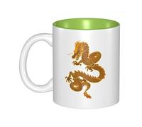 OKMIJNUHBY é‡‘é¾™ Dual-Sided Interior-Print Ceramic Mug â€“ Elegant Handcrafted Ceramic Coffee Cup with Smooth Rim, Microwave-Safe Design & Vibrant Transparent Printing