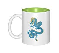 OKMIJNUHBY è“é¾™ Dual-Sided Interior-Print Ceramic Mug â€“ Elegant Handcrafted Ceramic Coffee Cup with Smooth Rim, Microwave-Safe Design & Vibrant Transparent Printing