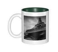 OKMIJNUHBY Eiffel Tower Dual-Sided Interior-Print Ceramic Mug - Elegant Handcrafted Ceramic Coffee Cup with Smooth Rim, Microwave-Safe Design & Vibrant Transparent Printing