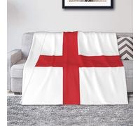 OKMIJNUHBY England Flag Sherpa Blanket Horizontal Print Soft Warm Double Sided Throw For Pub Football Viewing St George'S Day Party Gift For English Heritage Lovers