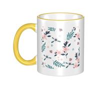 OKMIJNUHBY Floral Dual-Sided Edge-Color Ceramic Mug - Premium Handcrafted Ceramic Coffee Mug with Vibrant Full-Edge Printed Design, Smooth Rim & Ergonomic Arc Handle for Home, Office & Gifting
