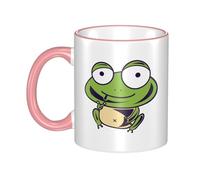 OKMIJNUHBY Frog Dual-Sided Edge-Color Ceramic Mug - Premium Handcrafted Ceramic Coffee Mug with Vibrant Full-Edge Printed Design, Smooth Rim & Ergonomic Arc Handle for Home, Office & Gifting