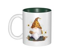 OKMIJNUHBY Gnome Dual-Sided Interior-Print Ceramic Mug - Elegant Handcrafted Ceramic Coffee Cup with Smooth Rim, Microwave-Safe Design & Vibrant Transparent Printing