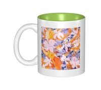 OKMIJNUHBY Gorgeous Flowers Dual-Sided Interior-Print Ceramic Mug - Elegant Handcrafted Ceramic Coffee Cup with Smooth Rim, Microwave-Safe Design & Vibrant Transparent Printing