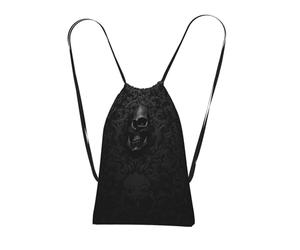 OKMIJNUHBY Gothic Wallpaper Skull Reusable Drawstring Backpack â€“ Full-Print Foldable Storage Bag, Ultra-Lightweight 14l Polyester Travel & Shopping Tote With Compact 6Ã-10cm Pouch-In-Pouch Design