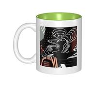 OKMIJNUHBY Graffiti Abstract Texture Dual-Sided Interior-Print Ceramic Mug - Elegant Handcrafted Ceramic Coffee Cup with Smooth Rim, Microwave-Safe Design & Vibrant Transparent Printing