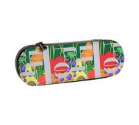 OKMIJNUHBY Illustration Fruit Premium Hard-Shell Leather Pencil Case â€“ Stylish Brown Faux-Leather Pen Bag with Pe Injection Shell, Velvet-Lined Organizer for Pens, Makeup & Small Essentials