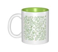 OKMIJNUHBY Ins Dual-Sided Interior-Print Ceramic Mug - Elegant Handcrafted Ceramic Coffee Cup with Smooth Rim, Microwave-Safe Design & Vibrant Transparent Printing