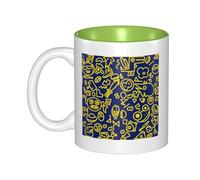 OKMIJNUHBY Ins Dual-Sided Interior-Print Ceramic Mug - Elegant Handcrafted Ceramic Coffee Cup with Smooth Rim, Microwave-Safe Design & Vibrant Transparent Printing