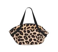 OKMIJNUHBY Leopard Pattern Foldable Camping Tote Bag â€“ Premium All-Over Printed Round Picnic Blanket With Carry Handles, Waterproof Polyester Composite Fabric For Beach, Camping & Park Outings