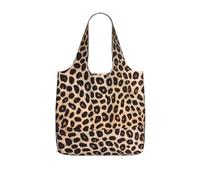 OKMIJNUHBY Leopard Pattern Reusable Foldable Shopping Bag â€“ Full-Print Design Lightweight 25l Polyester Tote With Drawstring Closure & Built-In 7Ã-10cm Compact Storage Pouch