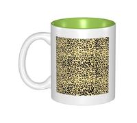 OKMIJNUHBY Leopard Print Dual-Sided Interior-Print Ceramic Mug - Elegant Handcrafted Ceramic Coffee Cup with Smooth Rim, Microwave-Safe Design & Vibrant Transparent Printing