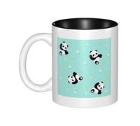 OKMIJNUHBY Little Fresh Floral Panda Dual-Sided Interior-Print Ceramic Mug â€“ Elegant Handcrafted Ceramic Coffee Cup with Smooth Rim, Microwave-Safe Design & Vibrant Transparent Printing