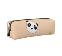 OKMIJNUHBY Panda Minimalist Leather Zip Pencil Case â€“ Premium Cross-Grain PVC Leather Organizer for Pens, Art Supplies & Daily Essentials â€“ Compact, Stylish & Durable School/Office/Travel Pouch