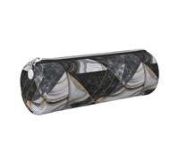 OKMIJNUHBY Panda Tour Leather Cylinder Pencil Case - Premium Full-Print Leather Roll-Up Stationery Organizer with Smooth Zipper, Ideal for School, Office & Travel