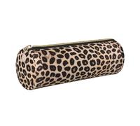 OKMIJNUHBY Panda Tour Leather Cylinder Pencil Case - Premium Full-Print Leather Roll-Up Stationery Organizer with Smooth Zipper, Ideal for School, Office & Travel