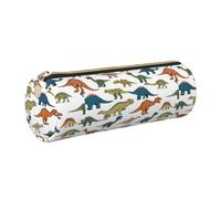 OKMIJNUHBY Panda Tour Leather Cylinder Pencil Case - Premium Full-Print Leather Roll-Up Stationery Organizer with Smooth Zipper, Ideal for School, Office & Travel