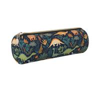 OKMIJNUHBY Panda Tour Leather Cylinder Pencil Case - Premium Full-Print Leather Roll-Up Stationery Organizer with Smooth Zipper, Ideal for School, Office & Travel