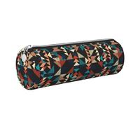 OKMIJNUHBY Panda Tour Leather Cylinder Pencil Case - Premium Full-Print Leather Roll-Up Stationery Organizer with Smooth Zipper, Ideal for School, Office & Travel