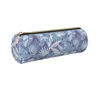 OKMIJNUHBY Panda Tour Leather Cylinder Pencil Case - Premium Full-Print Leather Roll-Up Stationery Organizer with Smooth Zipper, Ideal for School, Office & Travel