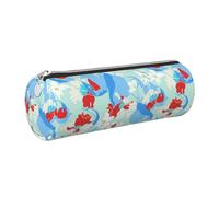 OKMIJNUHBY Panda Tour Leather Cylinder Pencil Case - Premium Full-Print Leather Roll-Up Stationery Organizer with Smooth Zipper, Ideal for School, Office & Travel