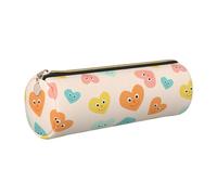 OKMIJNUHBY Panda Tour Leather Cylinder Pencil Case - Premium Full-Print Leather Roll-Up Stationery Organizer with Smooth Zipper, Ideal for School, Office & Travel