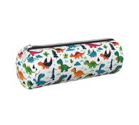 OKMIJNUHBY Panda Tour Leather Cylinder Pencil Case - Premium Full-Print Leather Roll-Up Stationery Organizer with Smooth Zipper, Ideal for School, Office & Travel