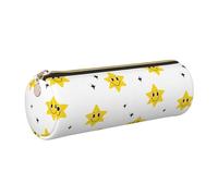 OKMIJNUHBY Panda Tour Leather Cylinder Pencil Case - Premium Full-Print Leather Roll-Up Stationery Organizer with Smooth Zipper, Ideal for School, Office & Travel