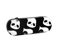 OKMIJNUHBY Panda with His Head Tilted Premium Hard-Shell Leather Pencil Case â€“ Stylish Brown Faux-Leather Pen Bag with Pe Injection Shell, Velvet-Lined Organizer for Pens, Makeup & Small Essentials